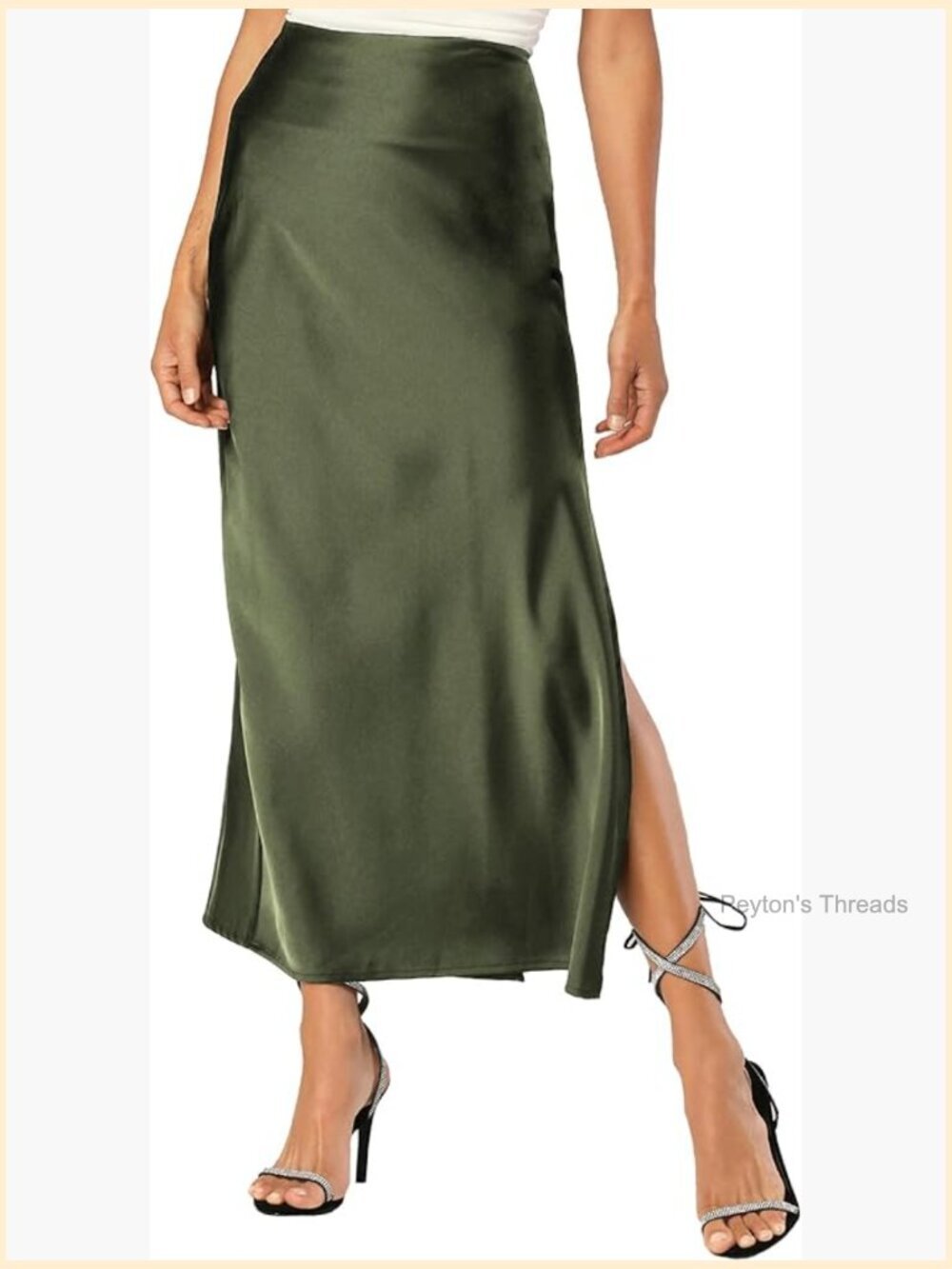 Satin Maxi Slit Skirt with Elastic Waistband